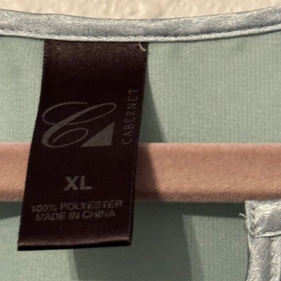 Floral Leaf Print Tunic Top Size XL By Cabernet 100% Polyester Green blouse - Picture 4 of 12